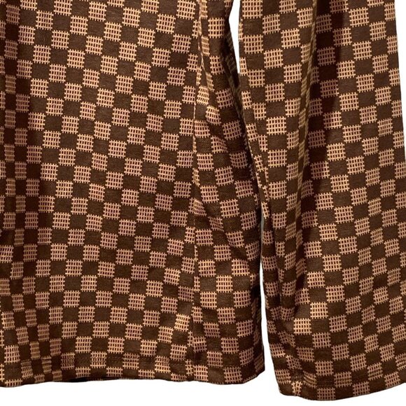 NWT Hippie Rose Jacket M/L Brown Checkerboard Stretch Knit Blazer - Picture 11 of 14